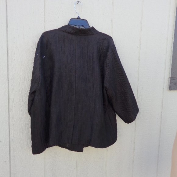 Fab Brown Textured Eileen Fisher Woman Silk Blend Open Jacket 2xl - Picture 6 of 16